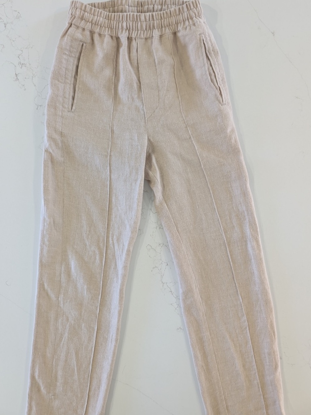 American Trench French Specialty Linen Track Pants Sand Tan Small Made In USA